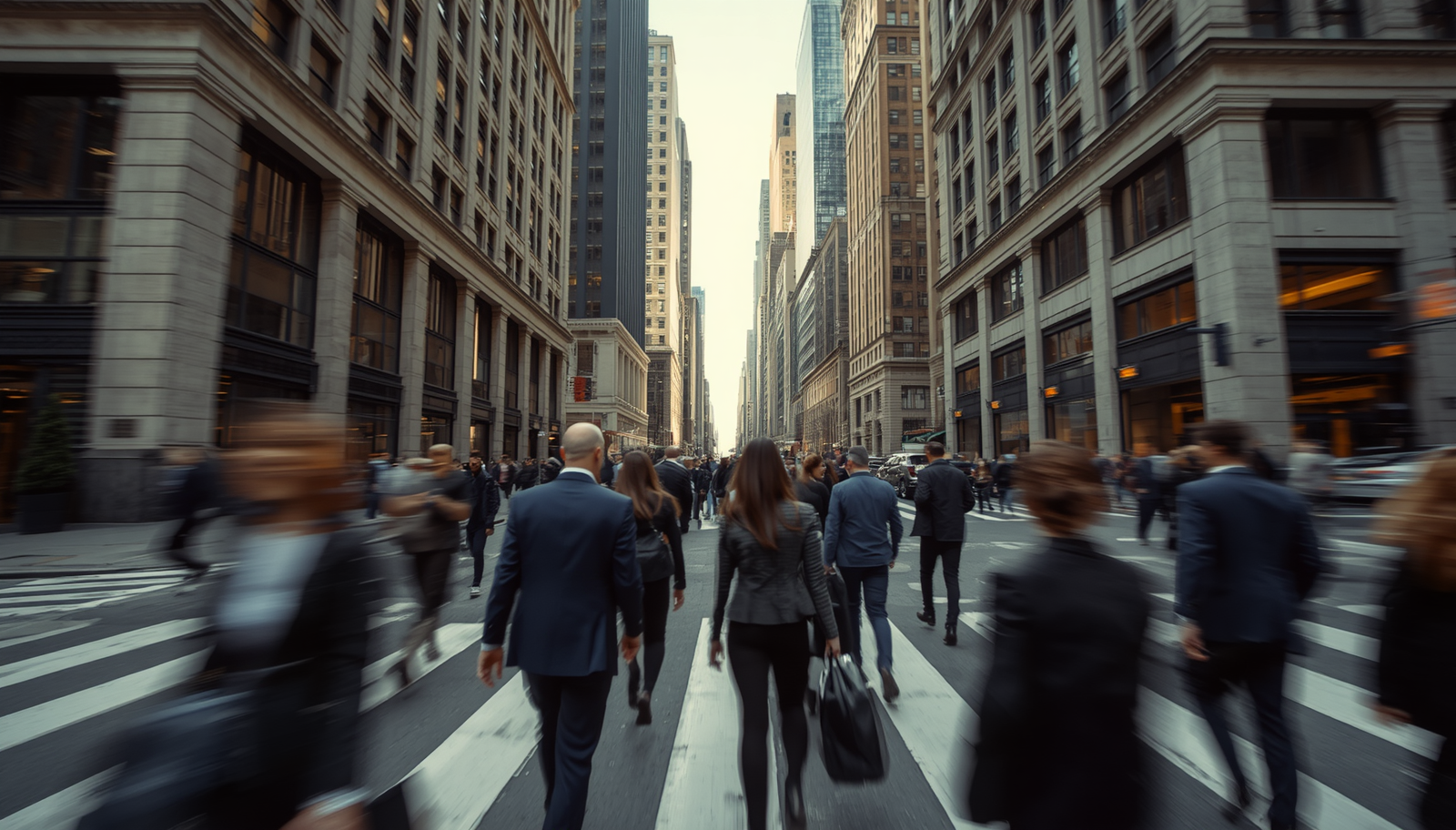 People walking through Manhattan
